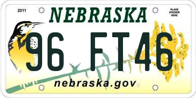 NE license plate 96FT46