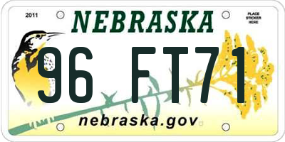 NE license plate 96FT71