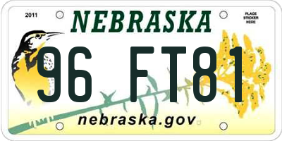 NE license plate 96FT81
