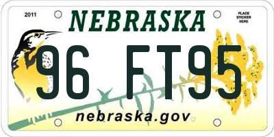 NE license plate 96FT95
