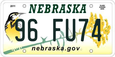 NE license plate 96FU74