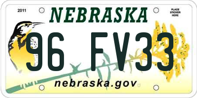 NE license plate 96FV33