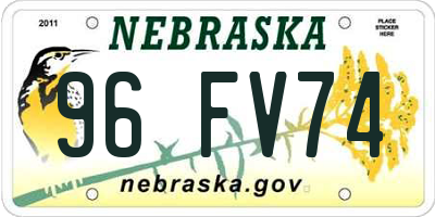 NE license plate 96FV74