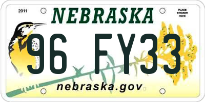 NE license plate 96FY33