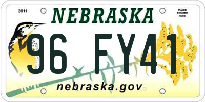 NE license plate 96FY41
