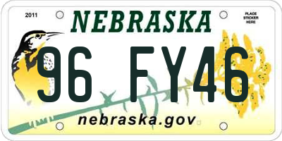 NE license plate 96FY46
