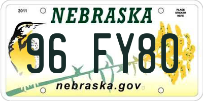NE license plate 96FY80