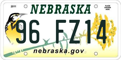 NE license plate 96FZ14