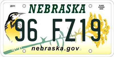 NE license plate 96FZ19