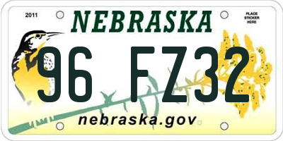 NE license plate 96FZ32