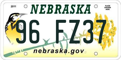 NE license plate 96FZ37