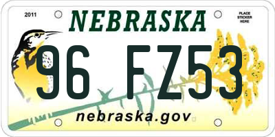 NE license plate 96FZ53