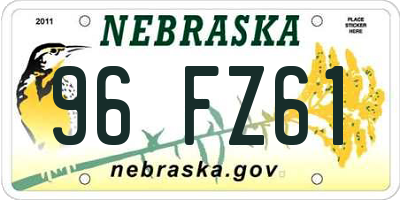 NE license plate 96FZ61