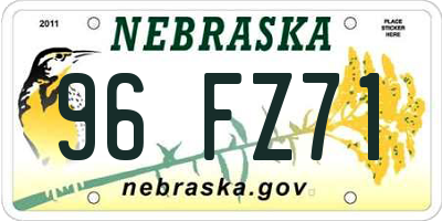 NE license plate 96FZ71