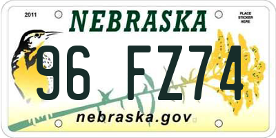 NE license plate 96FZ74
