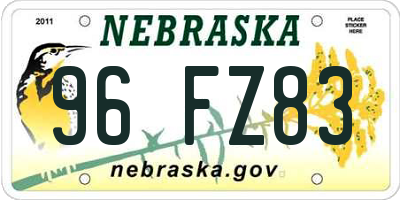 NE license plate 96FZ83
