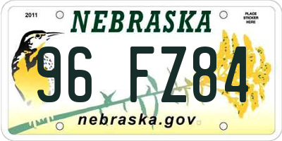 NE license plate 96FZ84