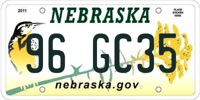 NE license plate 96GC35