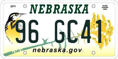 NE license plate 96GC41
