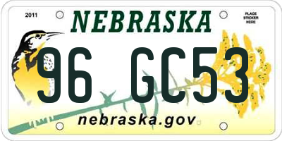 NE license plate 96GC53