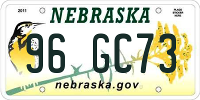 NE license plate 96GC73