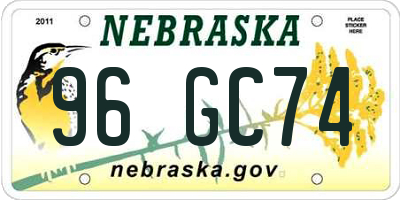 NE license plate 96GC74