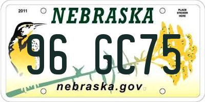 NE license plate 96GC75