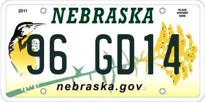 NE license plate 96GD14