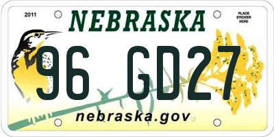 NE license plate 96GD27