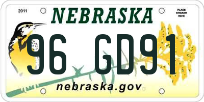 NE license plate 96GD91