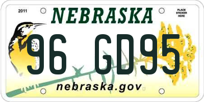 NE license plate 96GD95