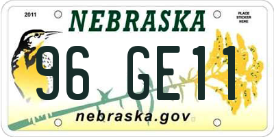 NE license plate 96GE11