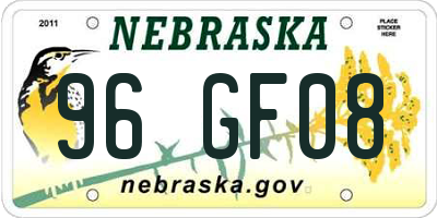 NE license plate 96GF08