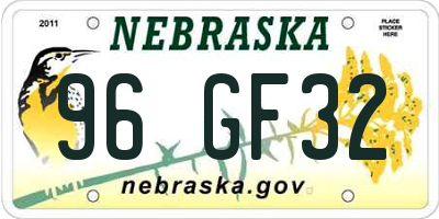 NE license plate 96GF32