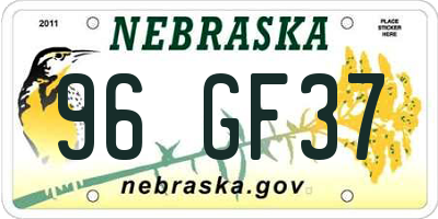 NE license plate 96GF37