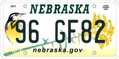 NE license plate 96GF82