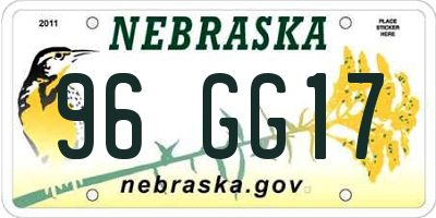 NE license plate 96GG17