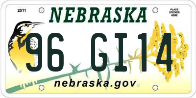 NE license plate 96GI14