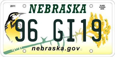 NE license plate 96GI19