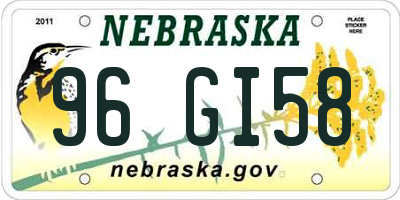 NE license plate 96GI58