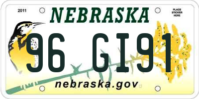 NE license plate 96GI91