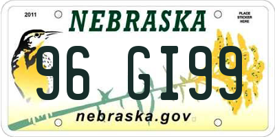 NE license plate 96GI99