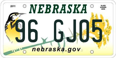 NE license plate 96GJ05