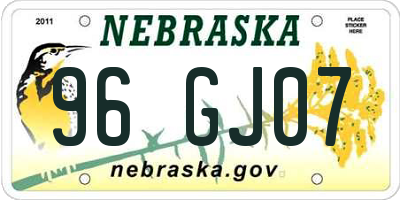 NE license plate 96GJ07
