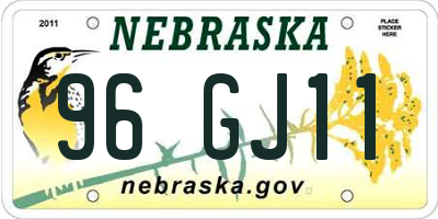 NE license plate 96GJ11
