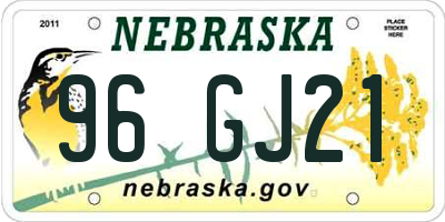 NE license plate 96GJ21