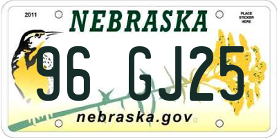 NE license plate 96GJ25