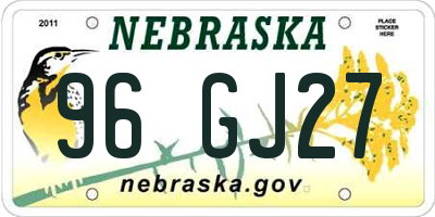 NE license plate 96GJ27