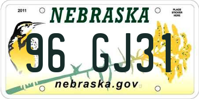 NE license plate 96GJ31