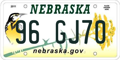 NE license plate 96GJ70
